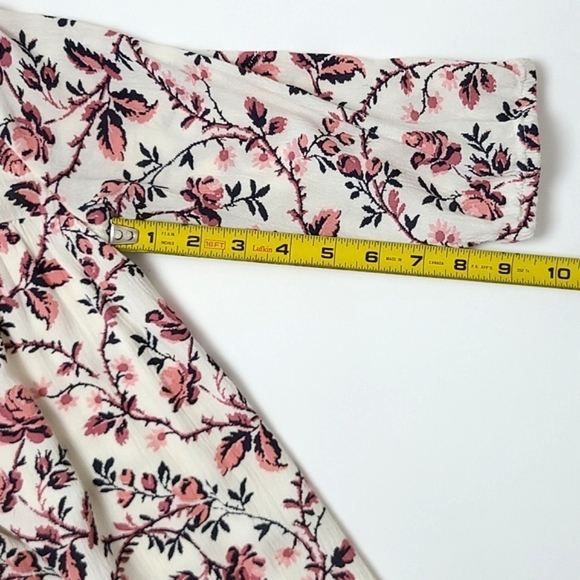 ⭐️3/ $30⭐️ Old Navy Midi Dress Pink Floral Print Cream 3/4 Sleeves Sz 14 Reg - Picture 10 of 11